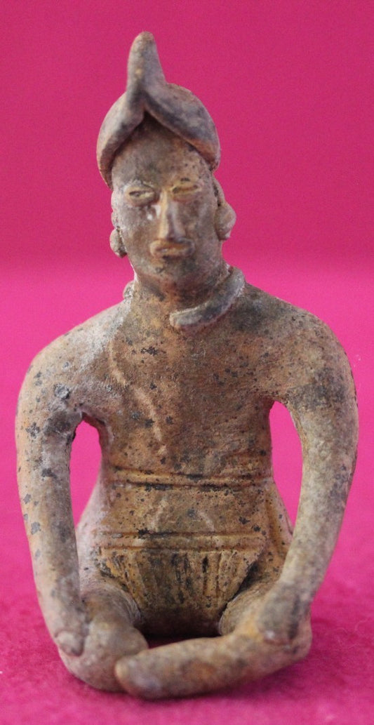 Authentic Pre Columbian Artifact Male Seated Tomb Figure Colima Mexico COA 192