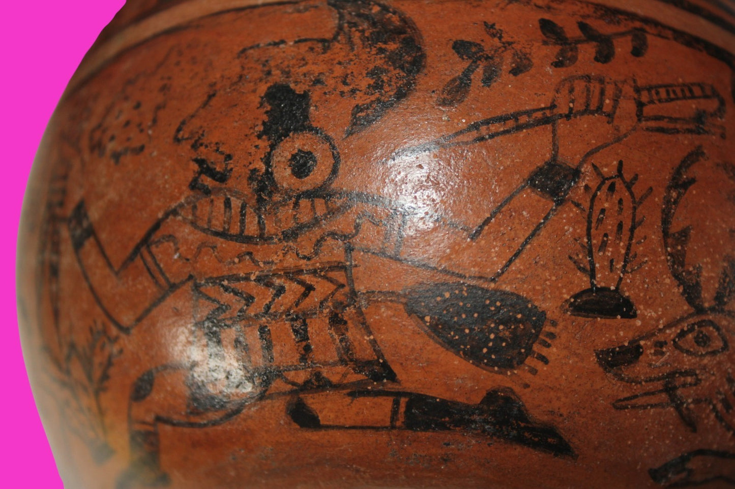 Pre Columbian Artifact Moche Fineline Hunting Scene Jar 500-800 AD Peru COA J145