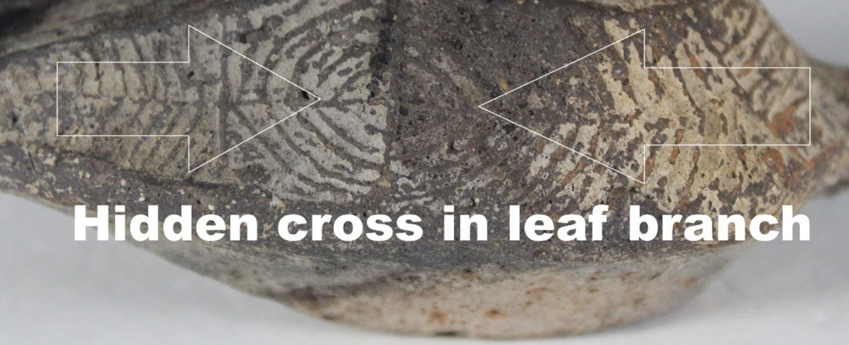 Ancient Holy Land Oil Lamp Artifact 2 Hidden Christian Crosses 300-600 AD COA 88