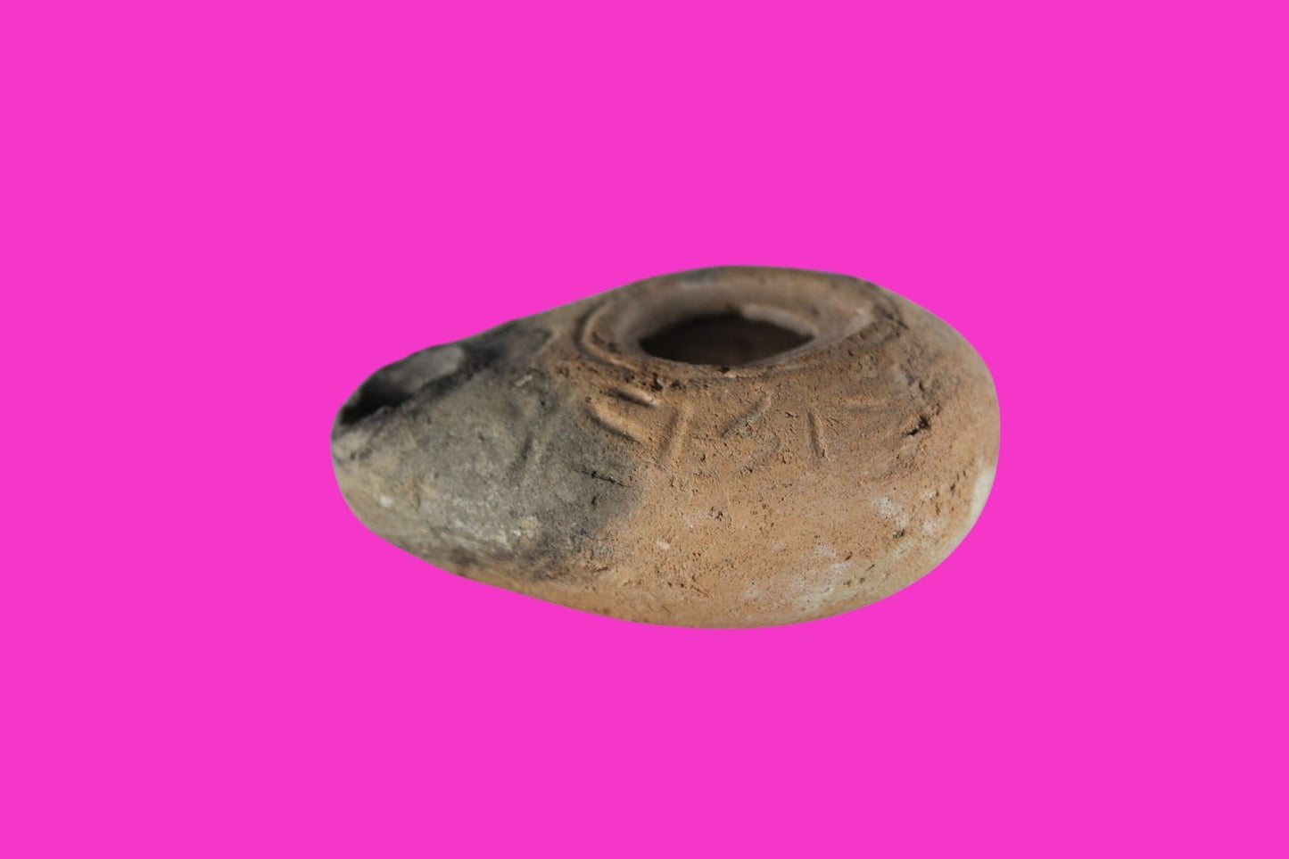 Ancient Holy Land Oil Lamp Artifact Christian Cross on Bottom 200-400AD COA 18