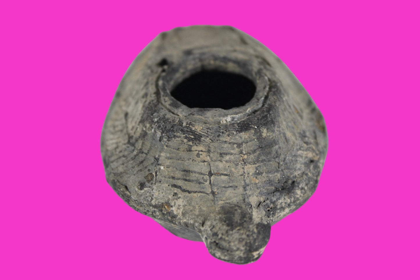 Ancient Holy Land Oil Lamp Artifact 2 Hidden Christian Crosses 300-600AD COA 113