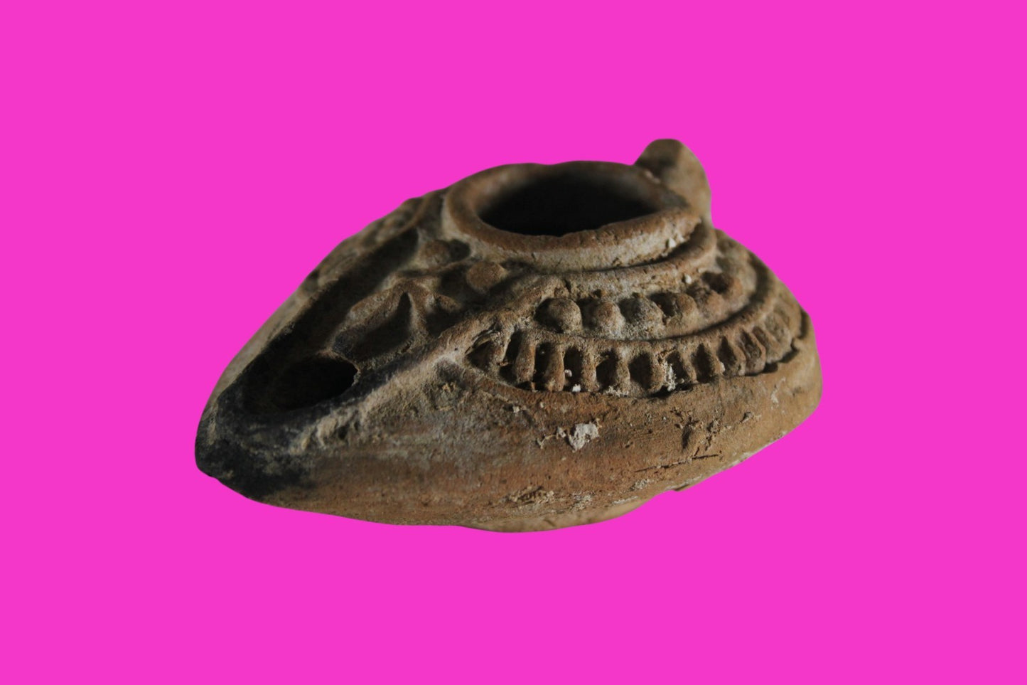 Hi Quality Ancient Holy Land Oil Lamp Artifact Jesus Christ Home 400-500AD COA31