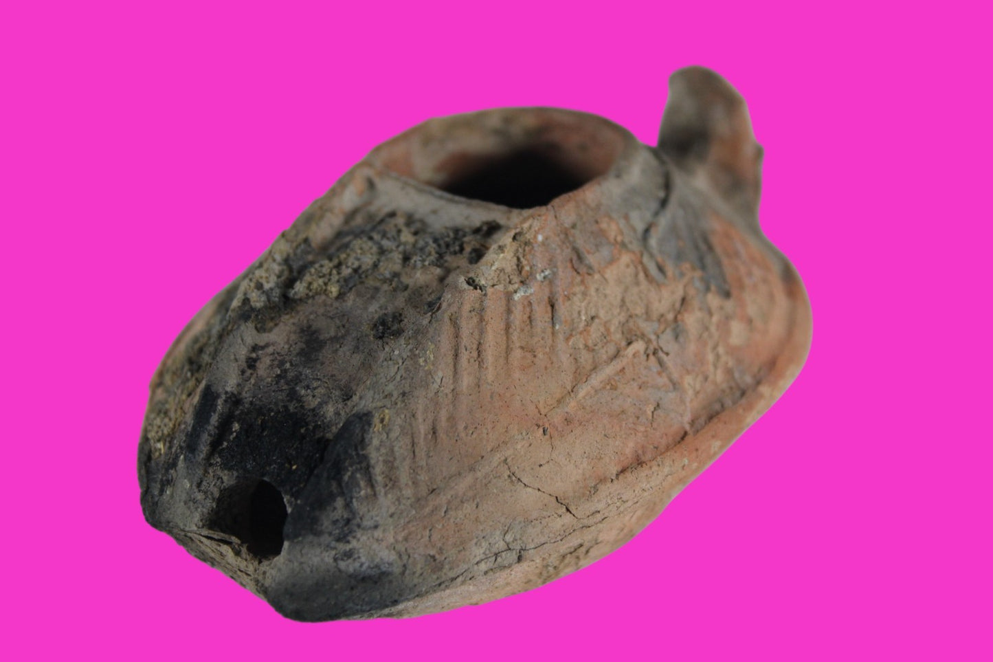 Ancient Holy Land Oil Lamp Artifact Jesus Christ Home 300-600 AD Israel COA 110