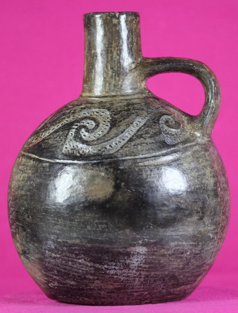 Pre Columbian Artifact Moche Incised Pottery Jar 100-800 AD Authentic COA J26