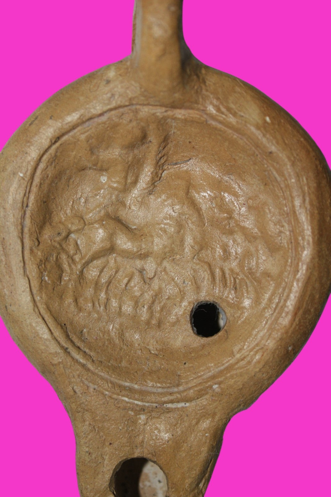 Four Horse War Chariot Oil Lamp Authentic Holy Land Artifact 200-400 AD COA J123