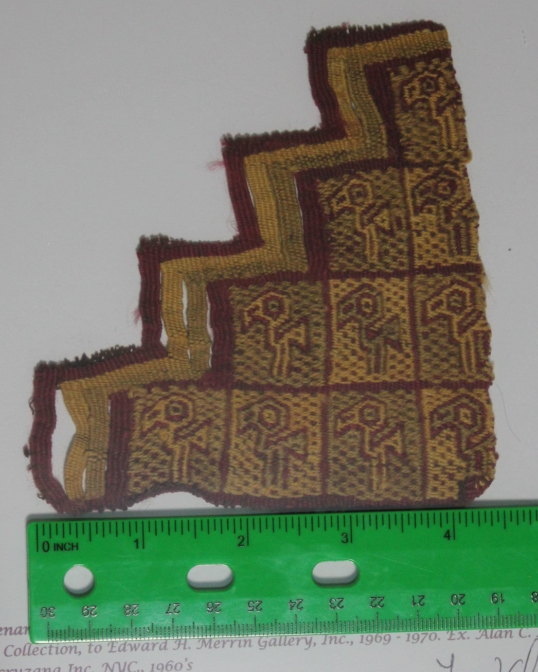 Authentic Pre Columbian Artifact Frameable Textile Border Chancay Peru COA 25