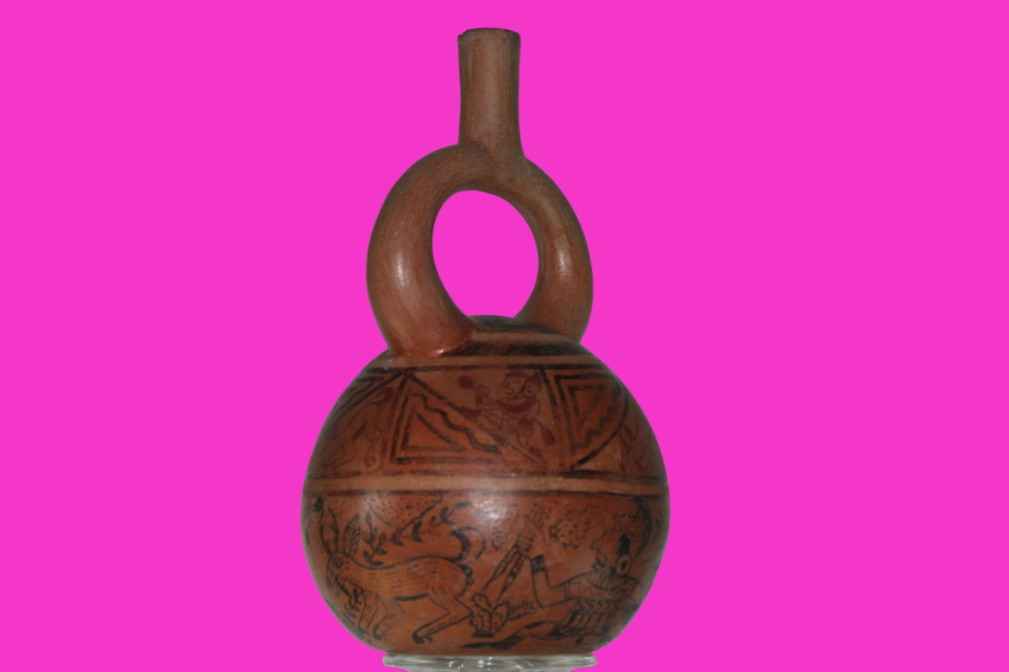 Pre Columbian Artifact Moche Fineline Hunting Scene Jar 500-800 AD Peru COA J145