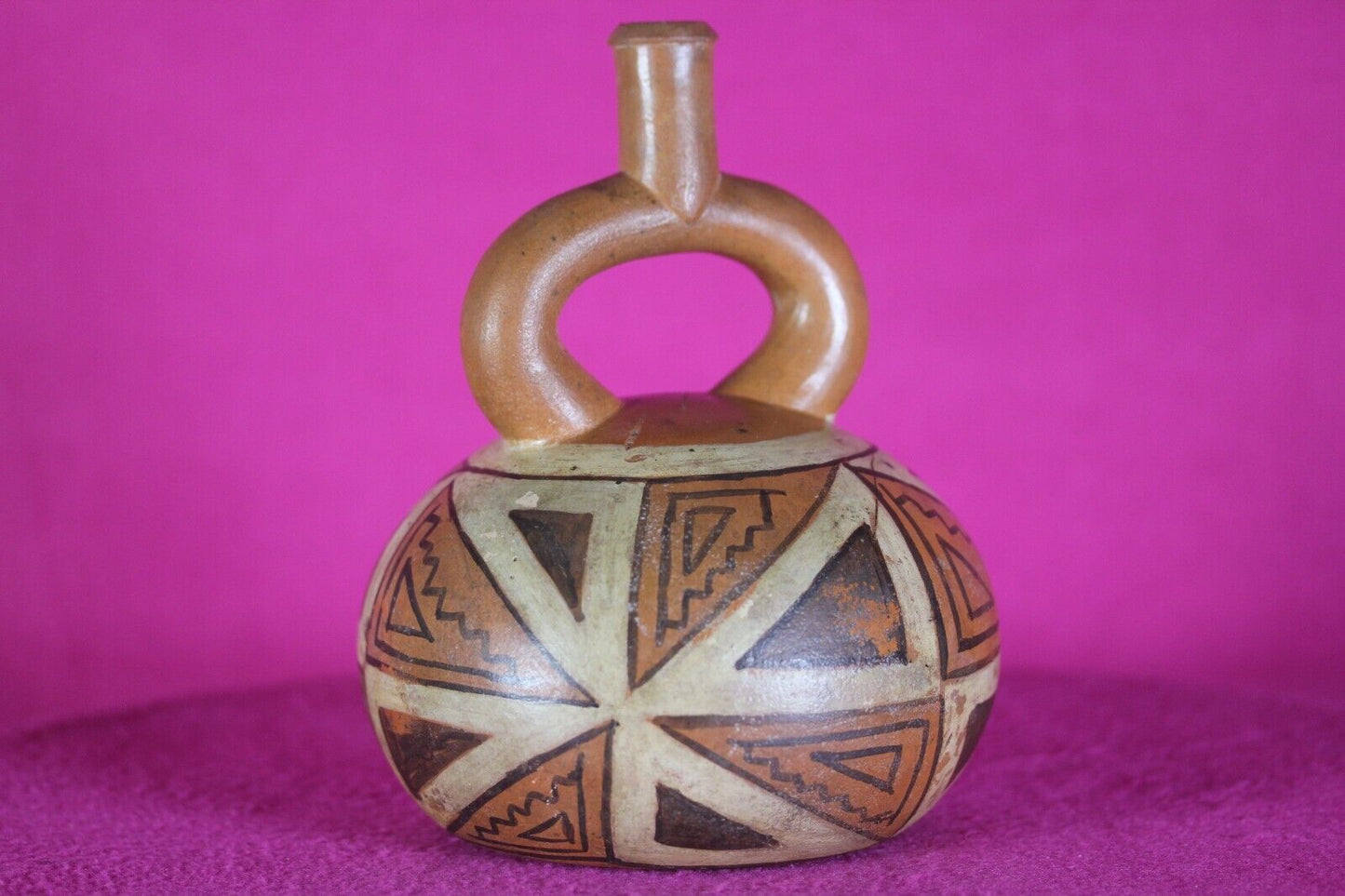 Authentic Pre Columbian Artifact Stirrup Vessel Moche Ex Arte Primitivo COA T31