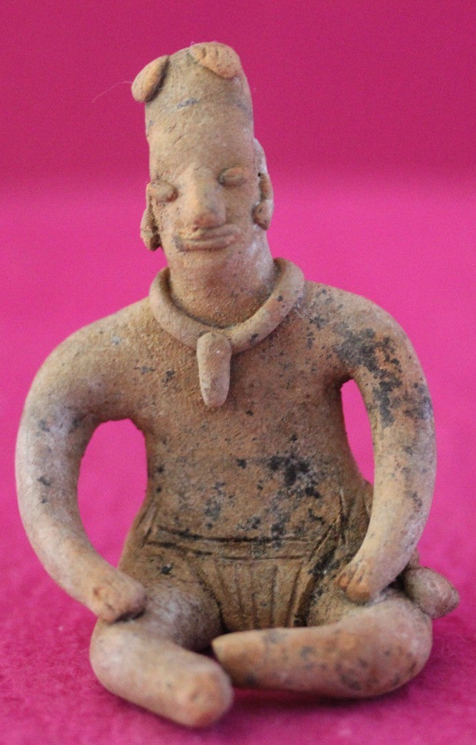 Pre Columbian Artifact Authentic Male Seated Tomb Figure Colima Mexico COA 191