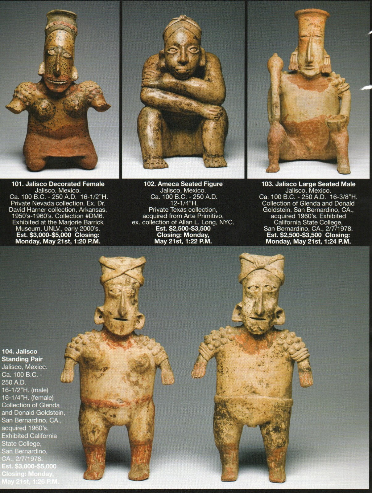 Pre Columbian Artifacts Price & Value Guide Arte Primitivo Auction Catalog #89