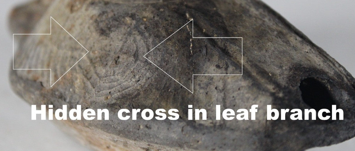 Ancient Holy Land Oil Lamp Artifact 2 Hidden Christian Crosses 300-600 AD COA 88