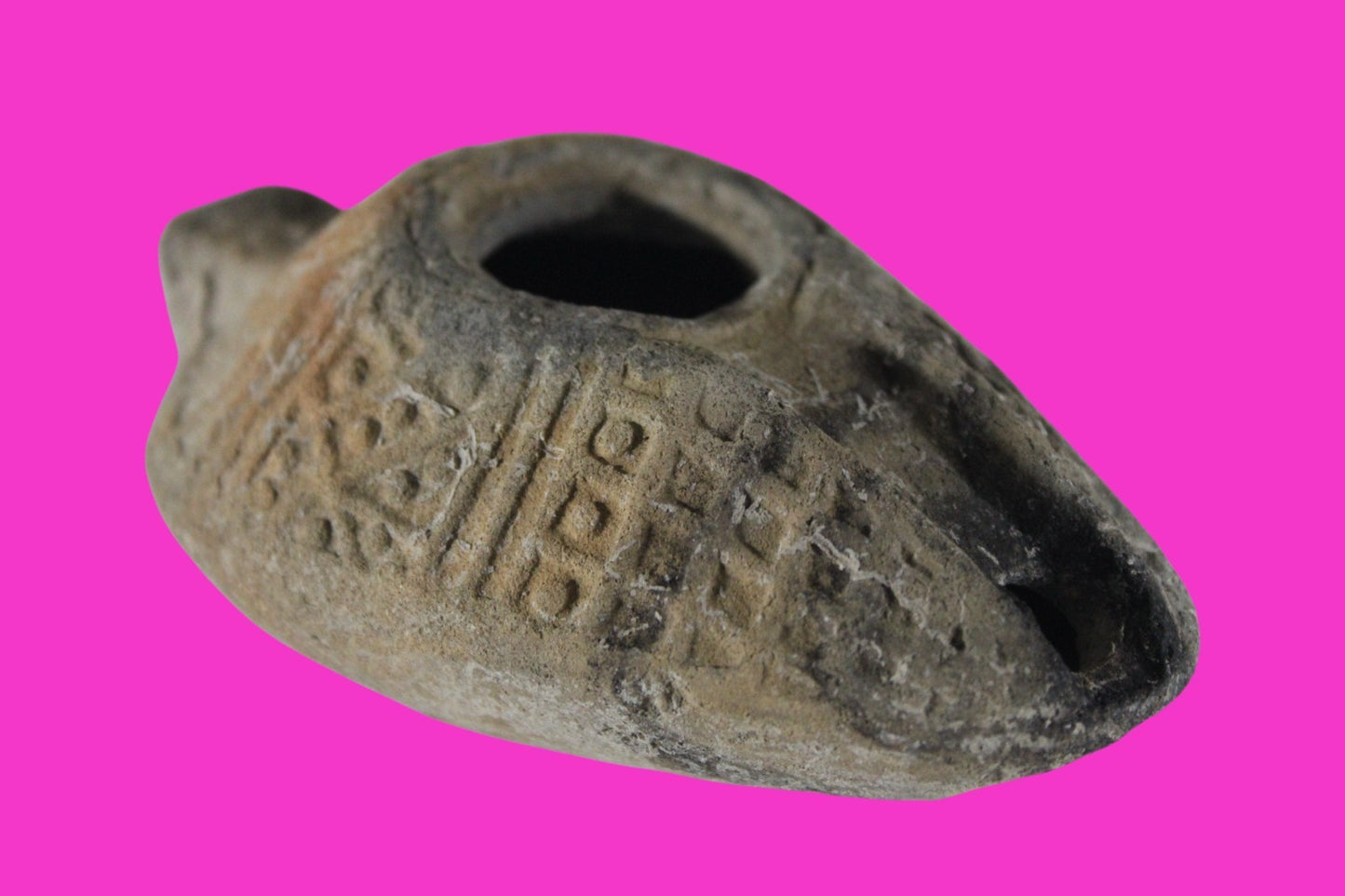 Ancient Holy Land Big Oil Lamp Artifact Home of Jesus Christ 200-500 AD COA J152