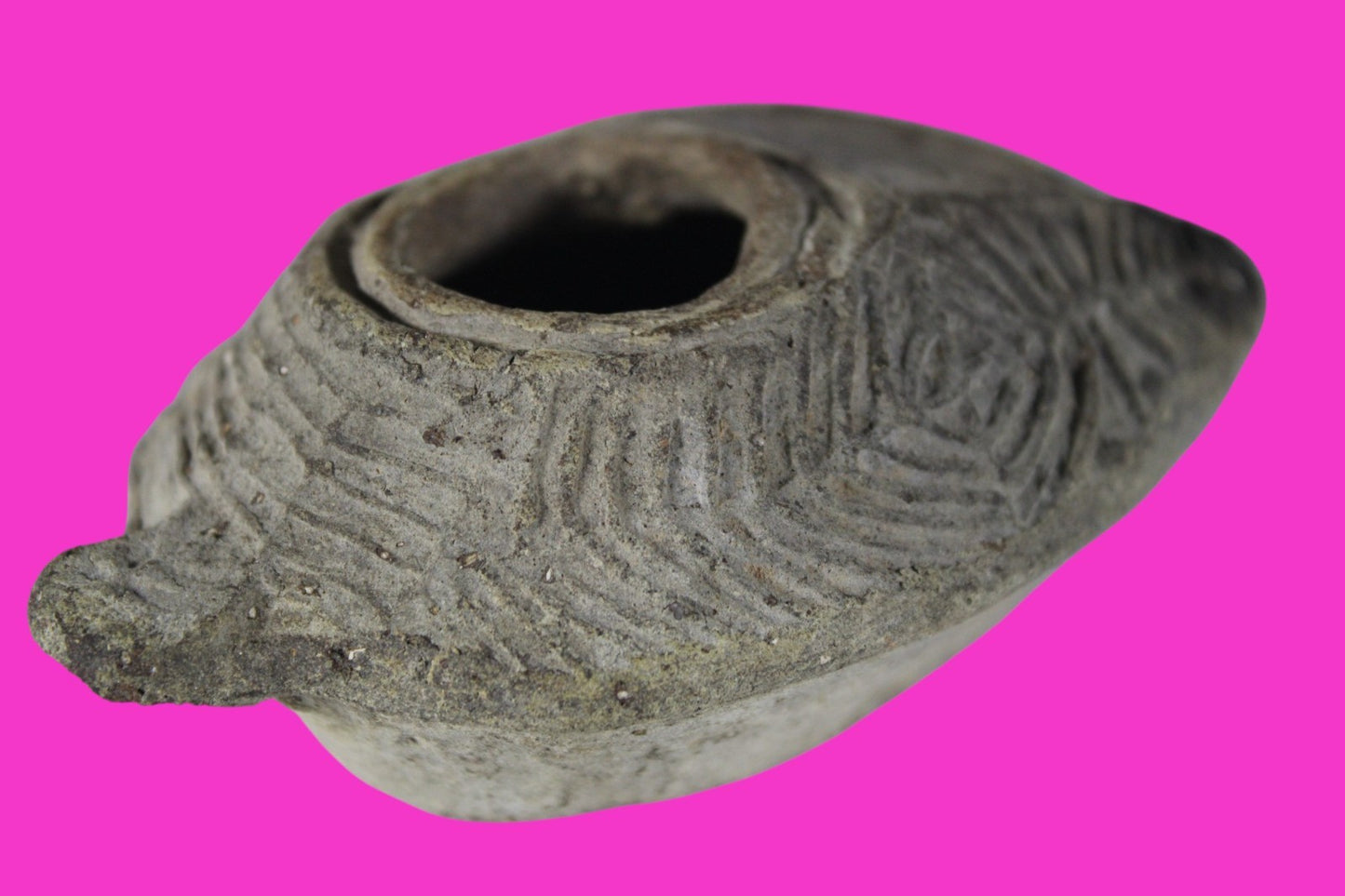 Ancient Holy Land Oil Lamp Artifact 2 Hidden Christian Crosses 300-600 AD COA 97