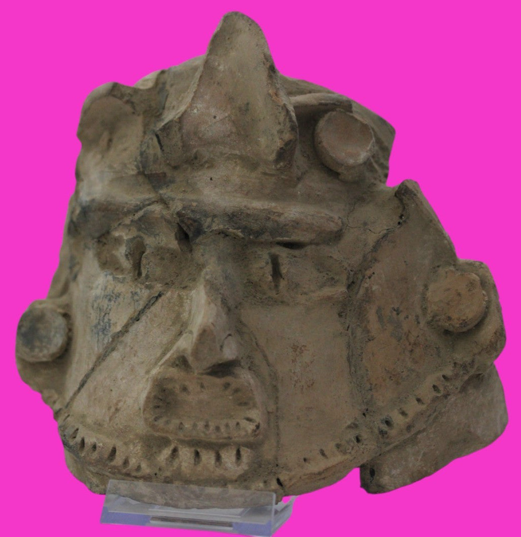 Pre Columbian Artifact Authentic Big Face Ornament Colima Mexico 200 BC COA J104