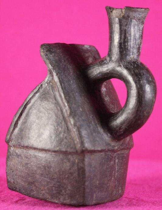 Authentic Pre Columbian Artifact House Stirrup Vessel Moche Peru COA J66