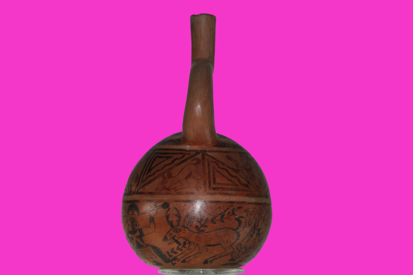 Pre Columbian Artifact Moche Fineline Hunting Scene Jar 500-800 AD Peru COA J145