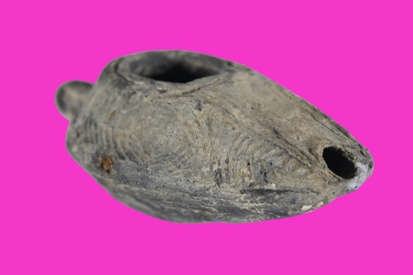 Ancient Holy Land Oil Lamp Artifact 2 Hidden Christian Crosses 300-600AD COA 113