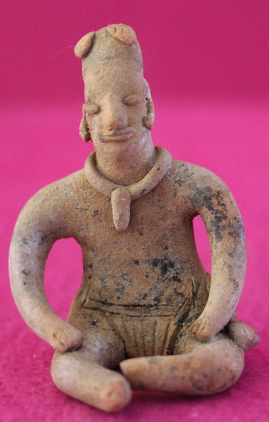 Authentic Pre Columbian Artifact Male Seated Tomb Figure Colima Mexico COA 191