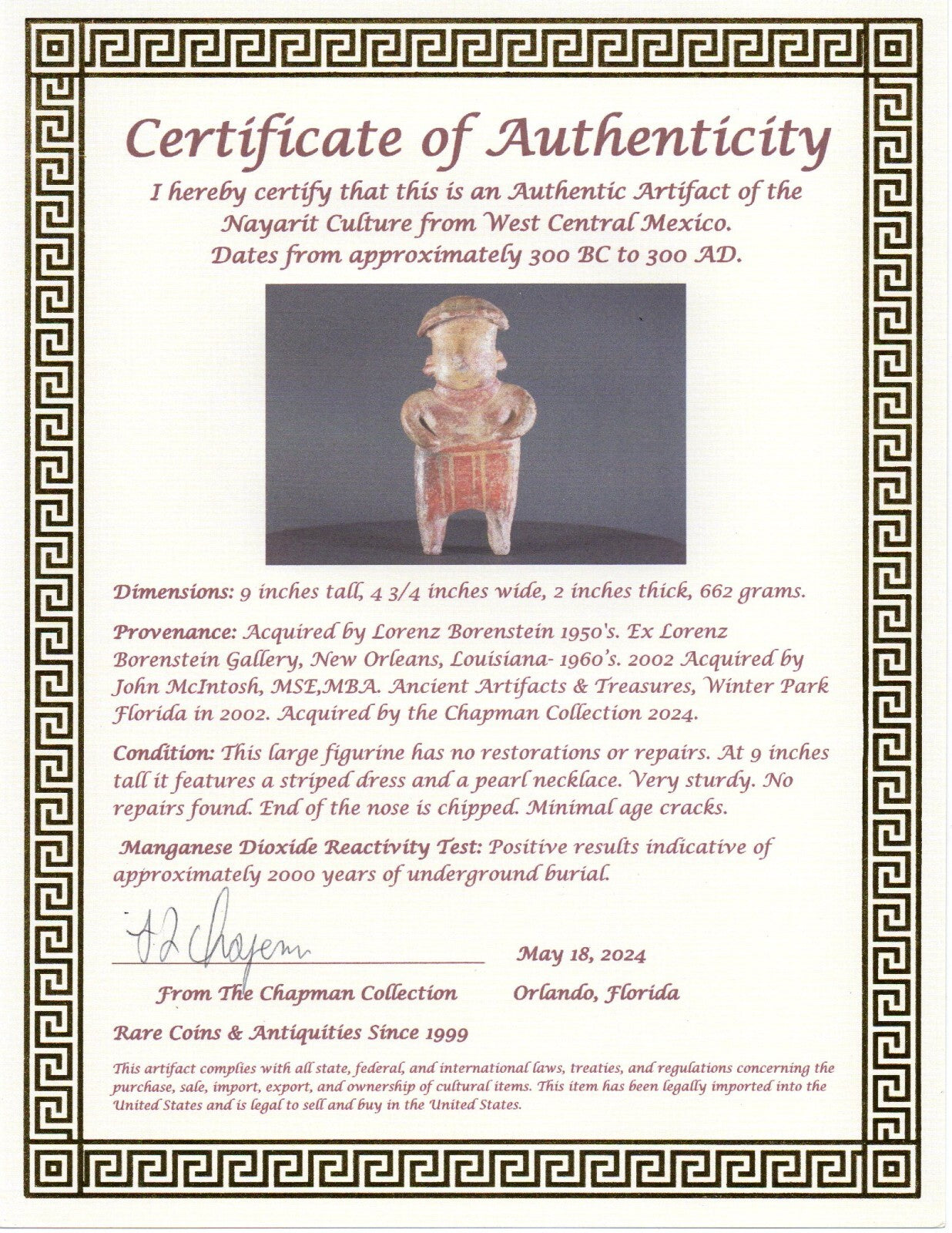 Pre Columbian Artifact Authentic Tomb Figure Nayarit Mexico 300 BC-300 AD J09